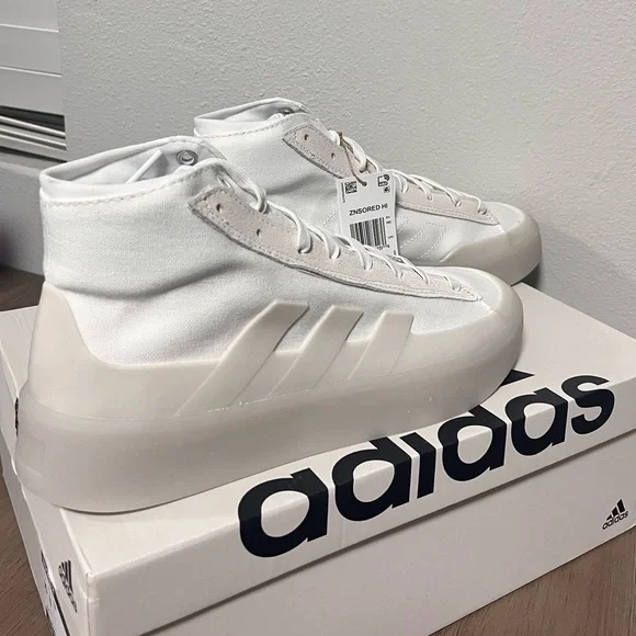 NWT Men's Adidas Znsored Hi White Sneakers - Picture 3 of 12